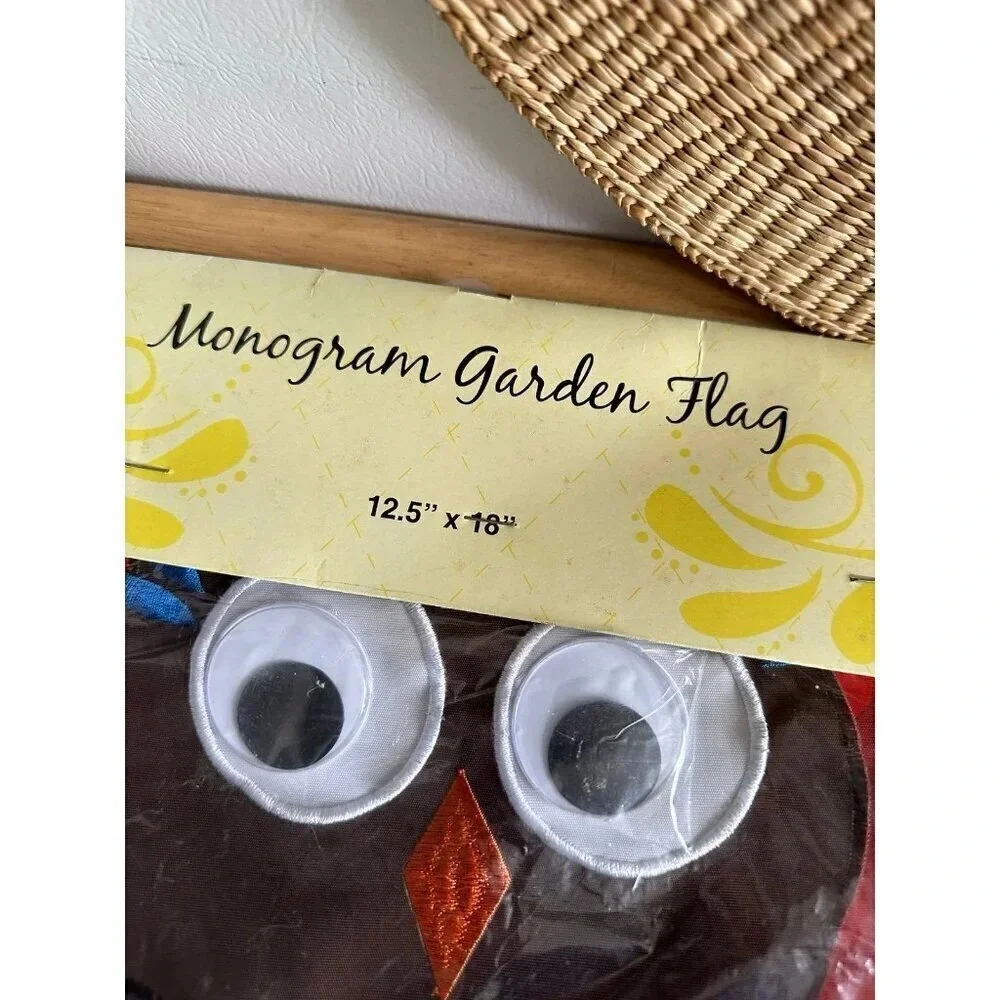 Monogram Garden Flag H embroidered Owl NEW